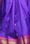 Mayur ~ Authentic Traditional Handloom Pure Silk Paithani Purple and Pink Border with Peacock and Lotus Pallu - verymuchindian.com