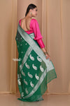 Pehal~ EXCLUSIVE! Pine Green Khaddi Georegette Saree - verymuchindian.com