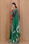 Pehal~ EXCLUSIVE! Pine Green Khaddi Georegette Saree - verymuchindian.com