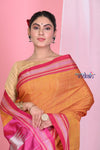 Pehal~ Traditional Handloom Bright Orange Ilkal Cotton Viscose with Pure Silk Pallu - verymuchindian.com