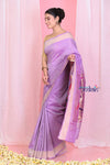 Pehal~ Traditional Lilac Cotton Paithani Saree with Zari Border & Authentic Parrot Pallu - verymuchindian.com