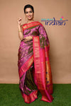 Pure Silk Handloom Maharani Paithani - Dual Tone Pink Saree with Gold and Pink Border(Available in Peacock Buttis with Meenawork) - verymuchindian.com