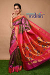 Pure Silk Handloom Maharani Paithani - Dual Tone Pink Saree with Gold and Pink Border(Available in Peacock Buttis with Meenawork) - verymuchindian.com