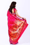 Pure Silk Handloom - Yeola Paithani Double Pallu (Pink and Purple) - verymuchindian.com