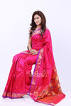 Pure Silk Handloom - Yeola Paithani Double Pallu (Pink and Purple) - verymuchindian.com