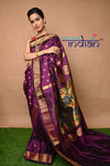 Pure Silk Maharani Paithani - Solid Violet Saree with Golden Border - verymuchindian.com