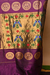 Pure Silk Maharani Paithani - Solid Violet Saree with Golden Border - verymuchindian.com