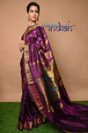 Pure Silk Maharani Paithani - Solid Violet Saree with Golden Border - verymuchindian.com