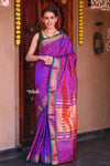 Raaga Heritage - Traditional Handloom Pure Silk Purplish Wine Paithani with Traditional Double Pallu - verymuchindian.com