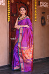 Raaga Heritage - Traditional Handloom Pure Silk Purplish Wine Paithani with Traditional Double Pallu - verymuchindian.com