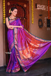 Raaga Heritage - Traditional Handloom Pure Silk Purplish Wine Paithani with Traditional Double Pallu - verymuchindian.com
