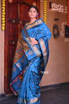 Raaga~ Traditional Handloom Pure Silk Maharani Paithani ~ Firozi - verymuchindian.com