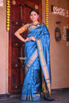 Raaga~ Traditional Handloom Pure Silk Maharani Paithani ~ Firozi - verymuchindian.com