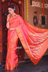 Raaga~ Traditional Handloom Pure Silk Peach Pink Paithani with Traditional Pallu - verymuchindian.com