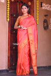 Raaga~ Traditional Handloom Pure Silk Peach Pink Paithani with Traditional Pallu - verymuchindian.com