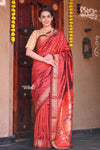 Raaga - Traditional Handloom Pure Silk Solid Maroon Paithani and Double Pallu - verymuchindian.com