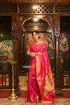 ROYAL WEAVE! Authentic Pure Silk Handloom Bestseller Royal Pink Maharani Paithani With Exclusive Maharani Pallu - verymuchindian.com