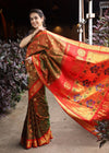 Utsaav ~ Authentic Handloom Pure Silk Maharani Paithani - Beautiful Dual Tone Red Green with Red Border - verymuchindian.com