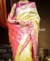 Utsaav ~ Traditional Handloom Pure Silk Paithani Pastel Light Yellow with Light Pink Border - verymuchindian.com