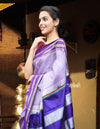 Utsaav ~ Traditional Ilkal Saree Handloom, Cotton Silk in Lavender with Dark Purple Border and Pallu - verymuchindian.com