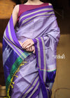 Utsaav ~ Traditional Ilkal Saree Handloom, Cotton Silk in Lavender with Dark Purple Border and Pallu - verymuchindian.com
