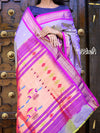 Utsaav ~ Traditional Pure Silk Handloom Paithani ~ Dual Tone Lavender with Purplish Pink Border - verymuchindian.com